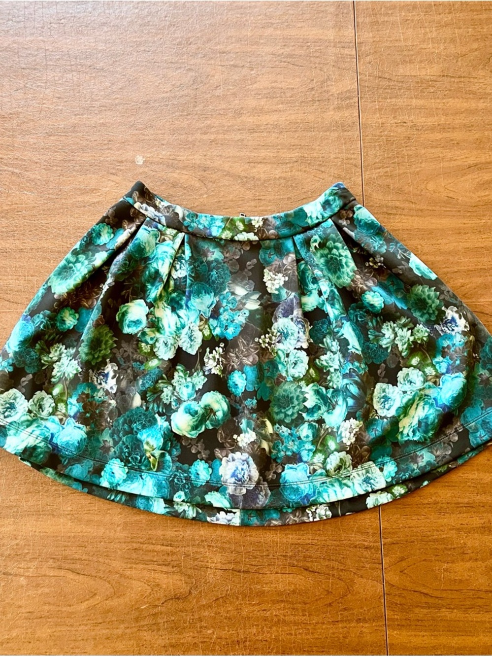 Express Teal Floral Circle Skirt